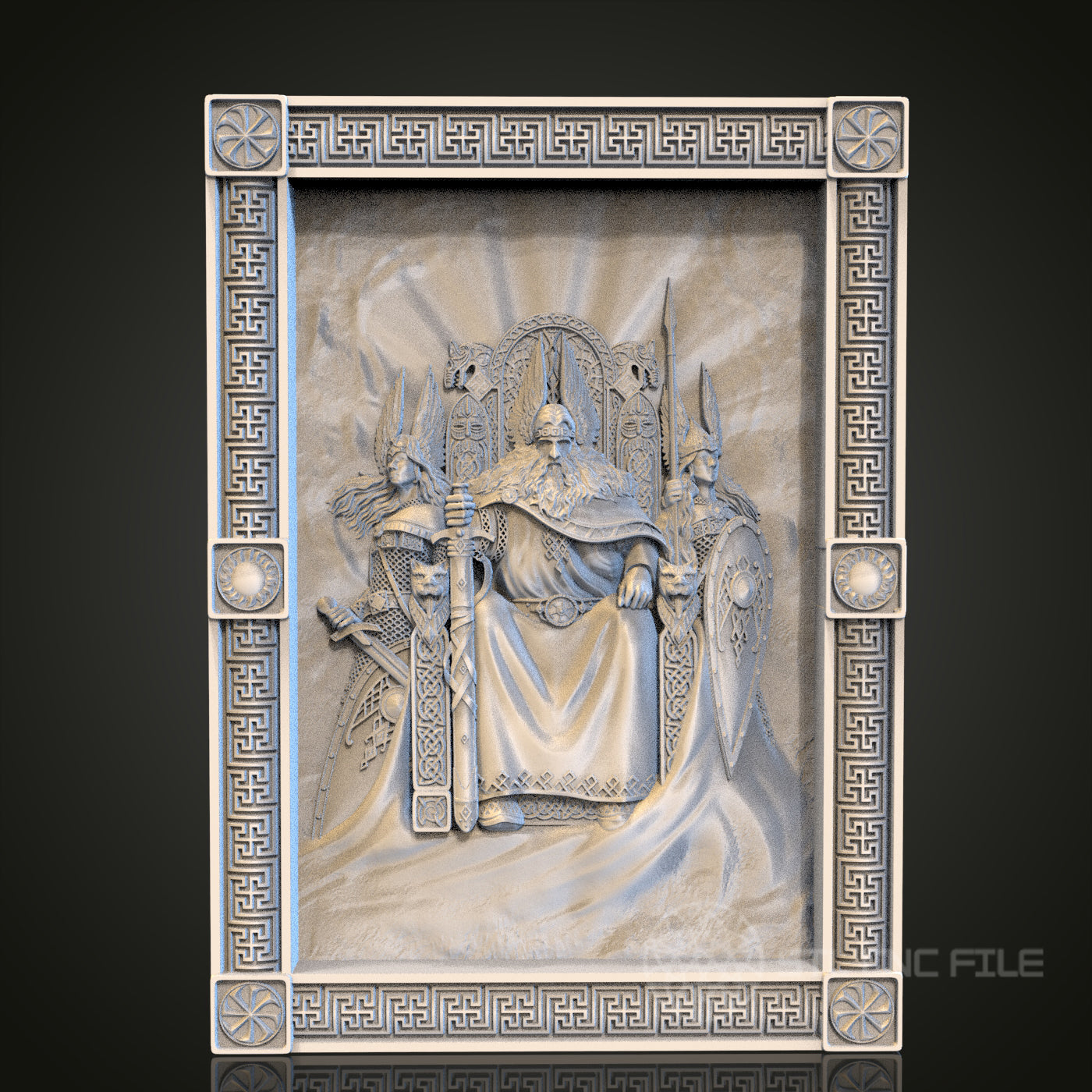 Throne Room 3D STL File, CNC and 3D Printer Model, Medieval Art, Artcam Aspire, Regal Wall Decor