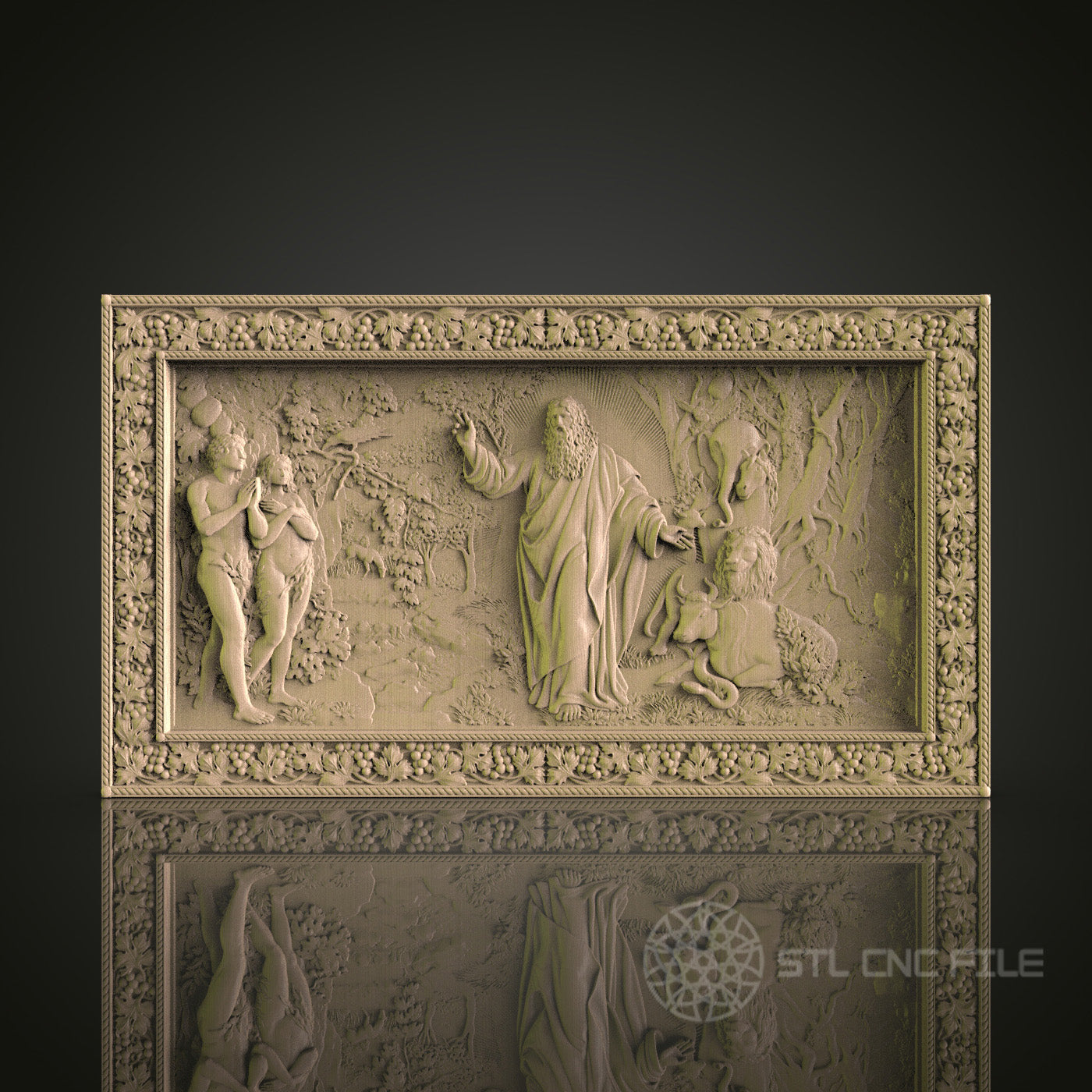 Intricate CNC Engraved Biblical Scene Wood Panel - STL Model for 3D Printer & CNC Router