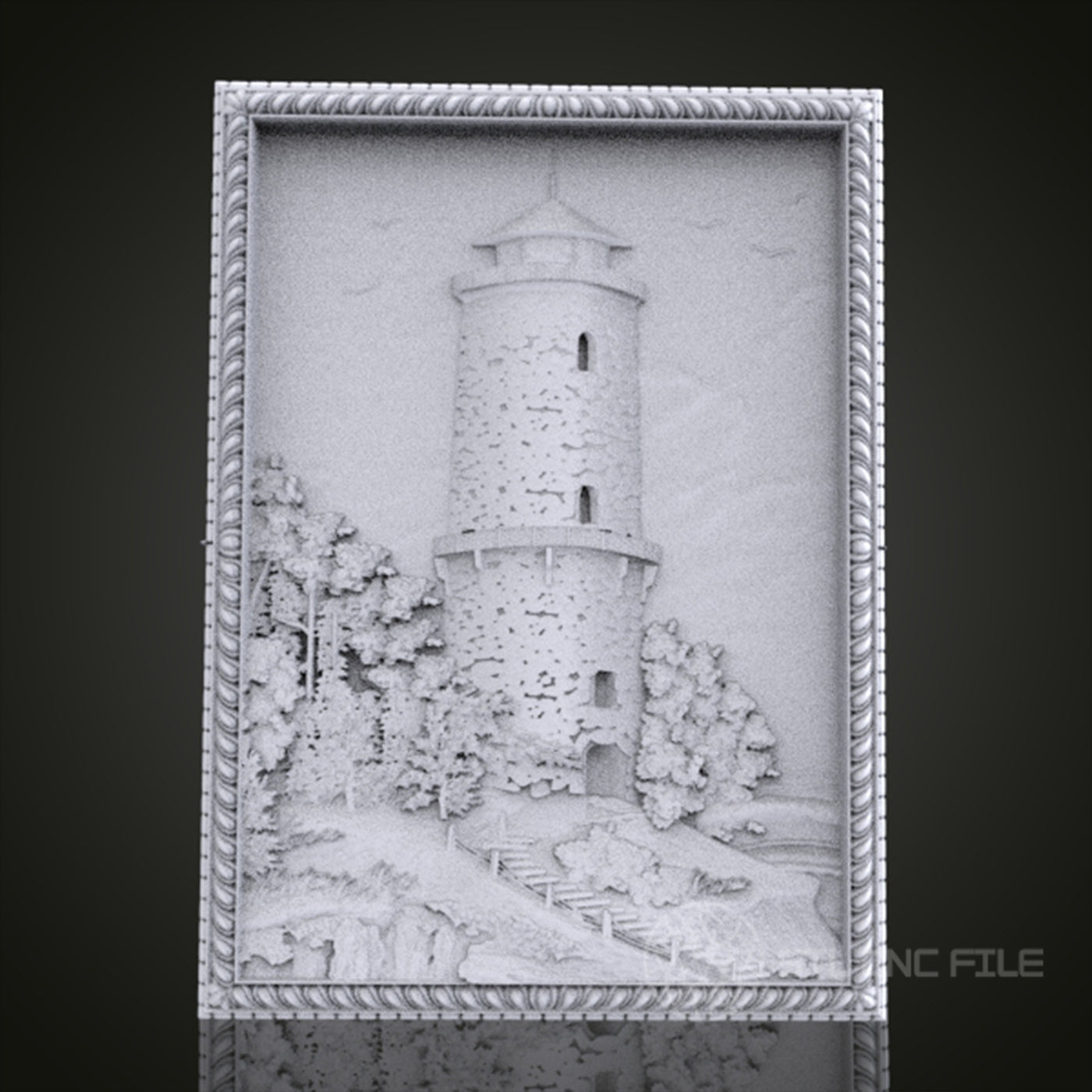 Lighthouse 3D Relief Art for CNC Router, Artcam, Aspire, Wall Decor, STL Model, Compatible with 3D Printers