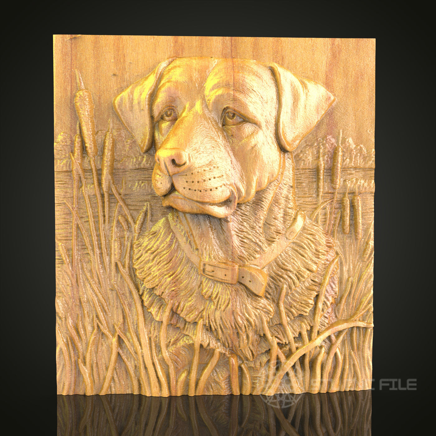 Labrador Retriever STL File for CNC, 3D Dog Wood Carving, Detailed Pet Art, Router Engraving, Rustic Wall Decor