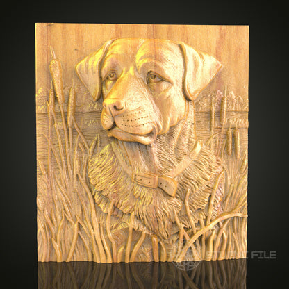 Labrador Retriever STL File for CNC, 3D Dog Wood Carving, Detailed Pet Art, Router Engraving, Rustic Wall Decor