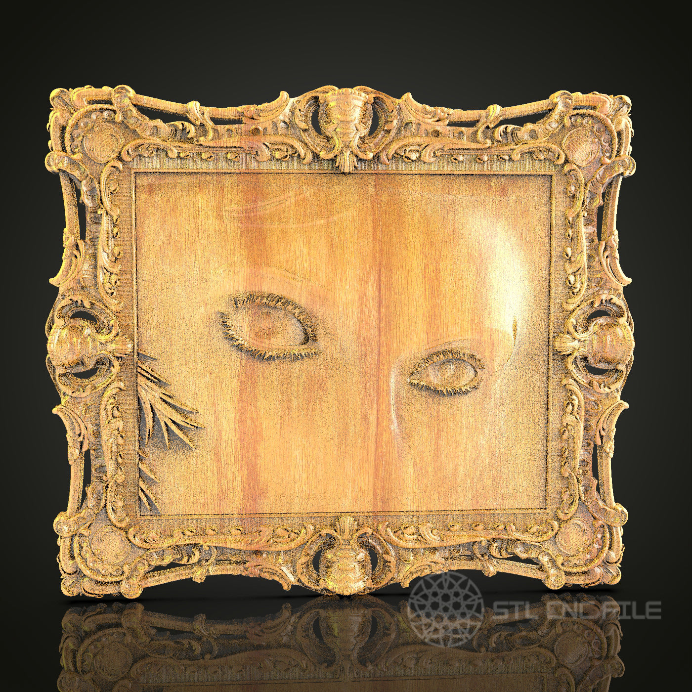 Mystic Eyes 3D Relief STL File for CNC, Enigmatic Wood Wall Art