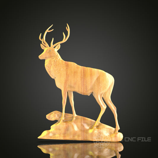 Standing Elk STL File for CNC, Serene Wildlife Wood Carving, Elegant Animal Art, Router Engraving, Nature Decor