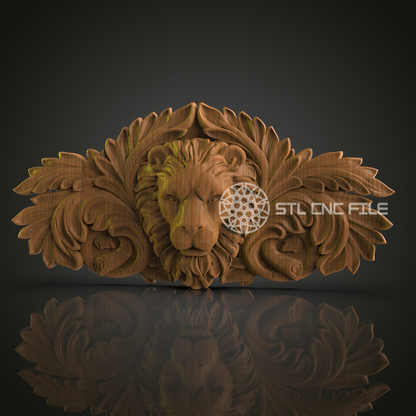 Majestic 3D Carved Lion Head STL File for CNC and 3D Printing - Ornate Relief Art, Decorative Wall Decor, Digital Download
