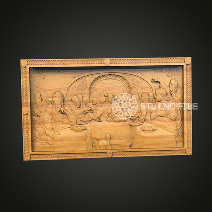 Last Supper CNC Router Engraved Wood Panel - Religious Wall Art for Spiritual and Home Decor