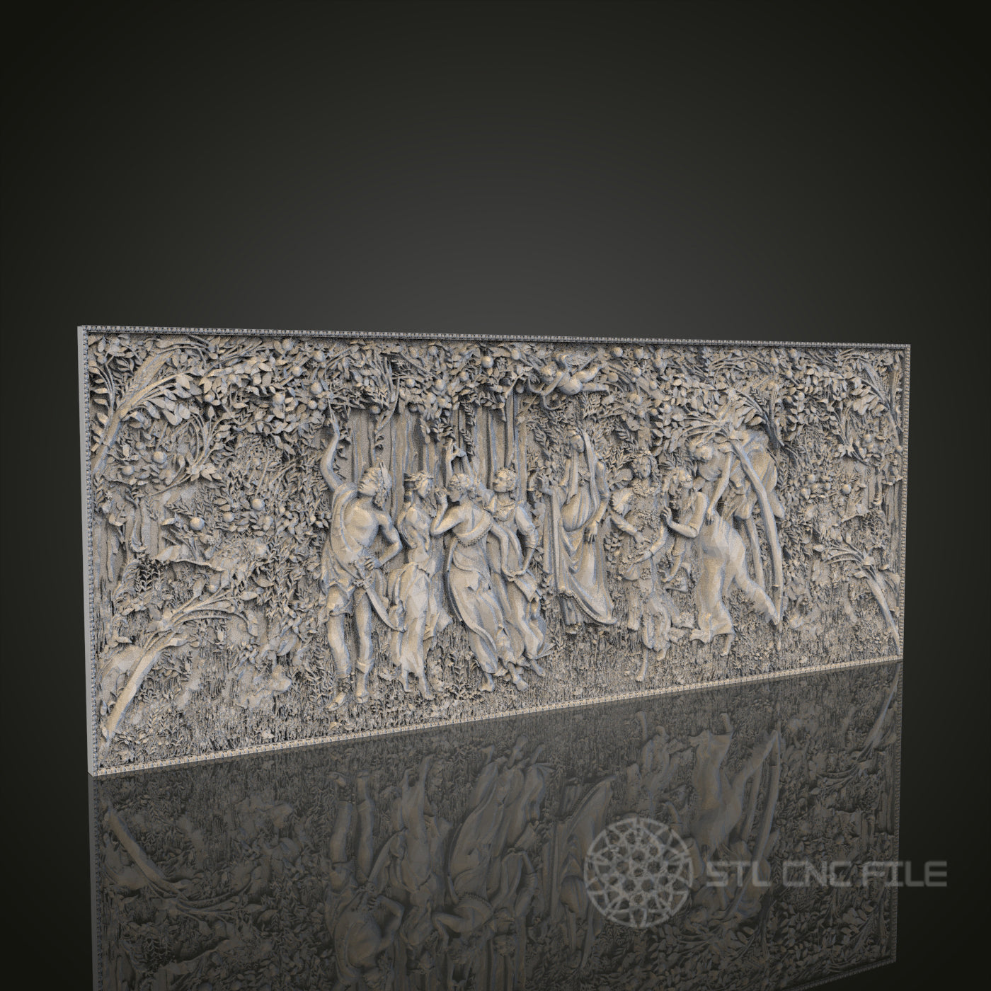 Renaissance Dance Scene Relief STL Model for CNC Router Engraver, Artcam, Aspire, Wood, Wall Decor