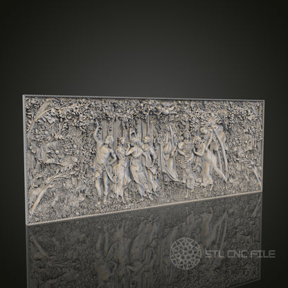 Renaissance Dance Scene Relief STL Model for CNC Router Engraver, Artcam, Aspire, Wood, Wall Decor