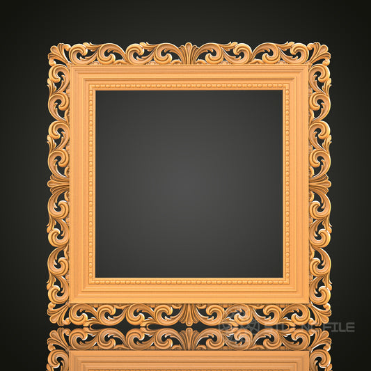 Luxurious Square Frame STL Model - Ideal for CNC and 3D Printing, Ornate Home Decor