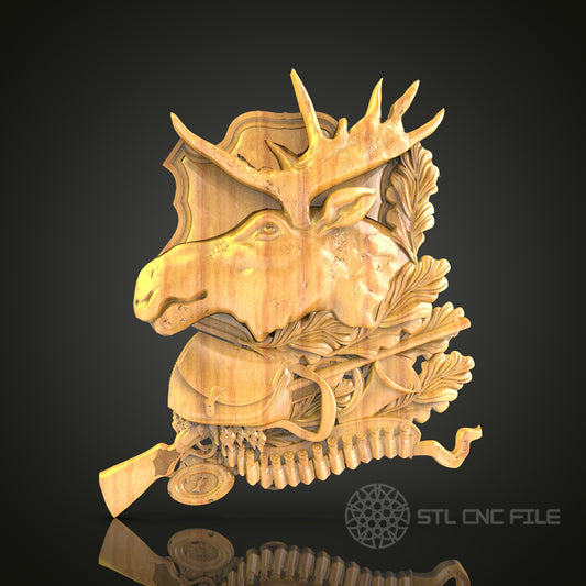 3D Moose Wall Art CNC Router File - STL Model for Wood, Artcam Aspire, CNC Engraver