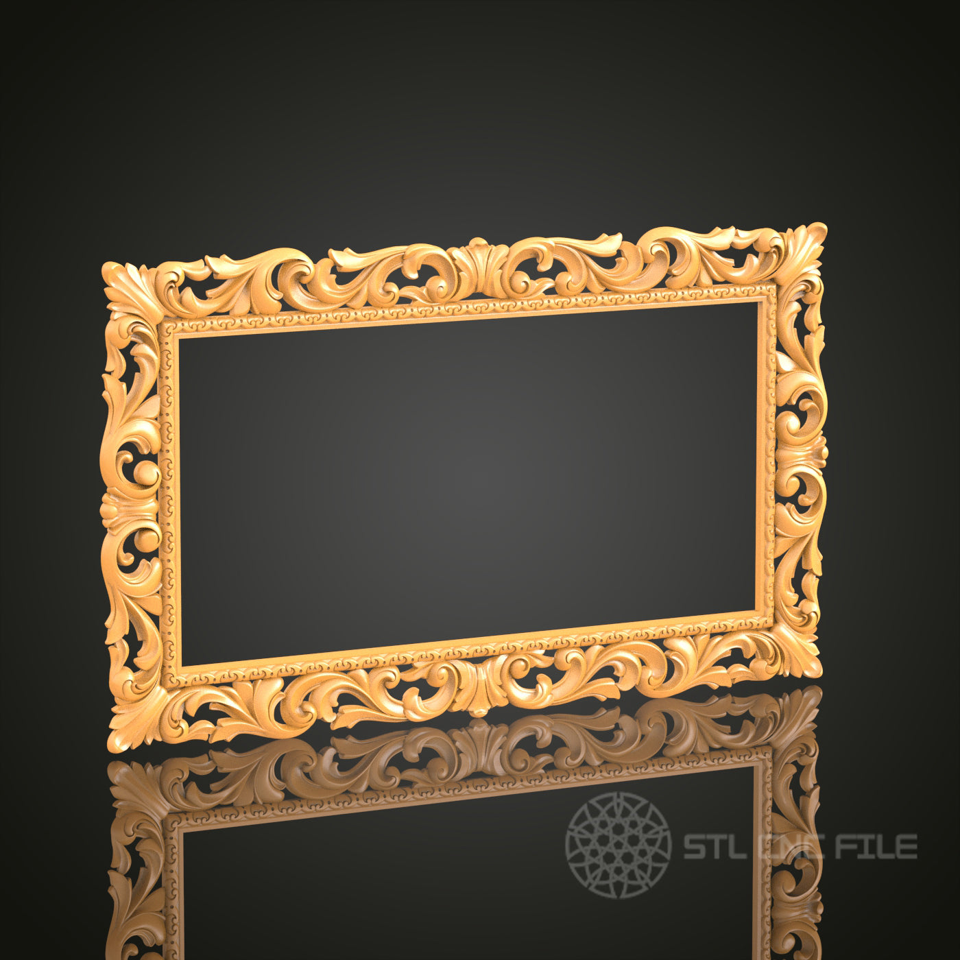 Intricate Rectangular 3D Frame STL Model for CNC Router Engraver, Artcam, Aspire, Wood Art, Wall Decor