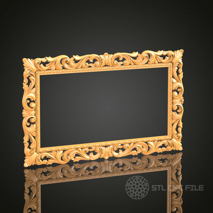 Intricate Rectangular 3D Frame STL Model for CNC Router Engraver, Artcam, Aspire, Wood Art, Wall Decor