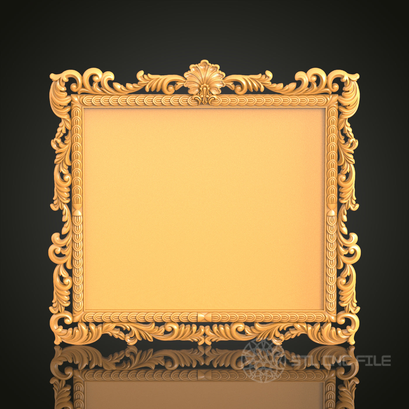 Baroque Ornate Frame 3D STL Model for CNC Router Engraver, Artcam, Aspire, Wood Decor, 3D Printer File