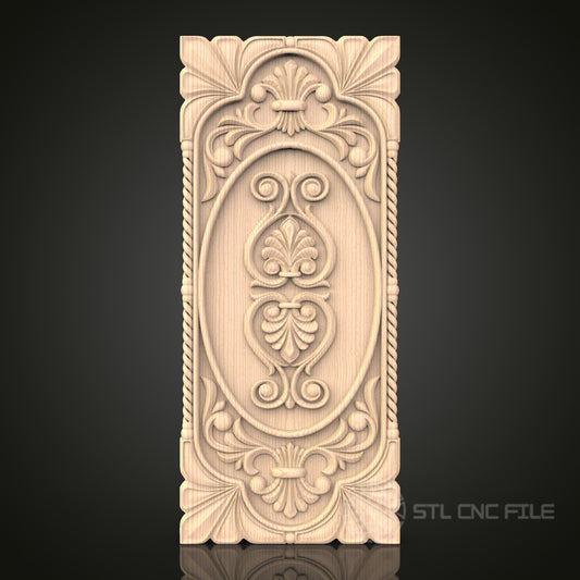 Classical Ornamental Panel STL File for CNC - Elegant 3D Wood Carving Design