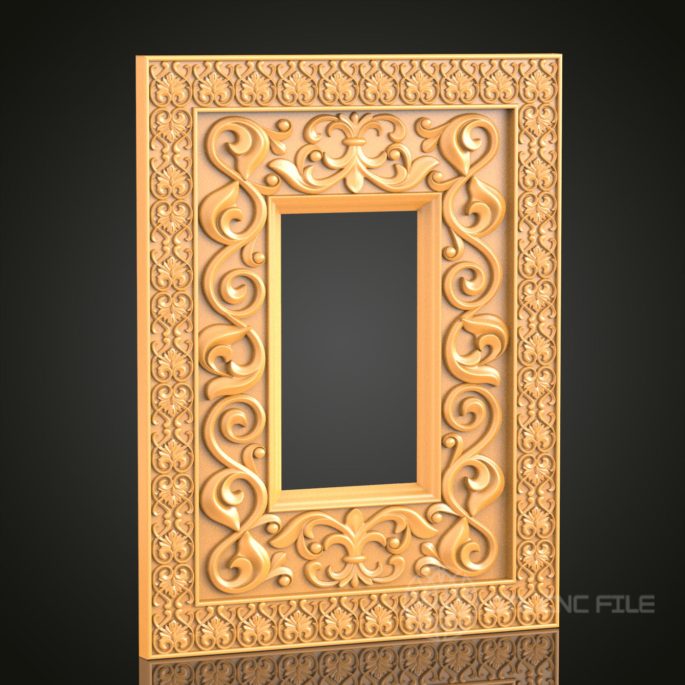 Decorative Scroll and Floral Border Frame STL Model – Ideal for CNC and 3D Printing