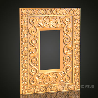 Decorative Scroll and Floral Border Frame STL Model – Ideal for CNC and 3D Printing