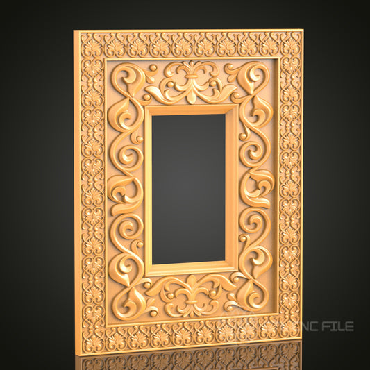 Decorative Scroll and Floral Border Frame STL Model – Ideal for CNC and 3D Printing