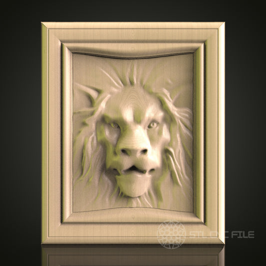 Majestic CNC Engraved Lion Head Wood Panel - STL Model for 3D Printer & CNC Router