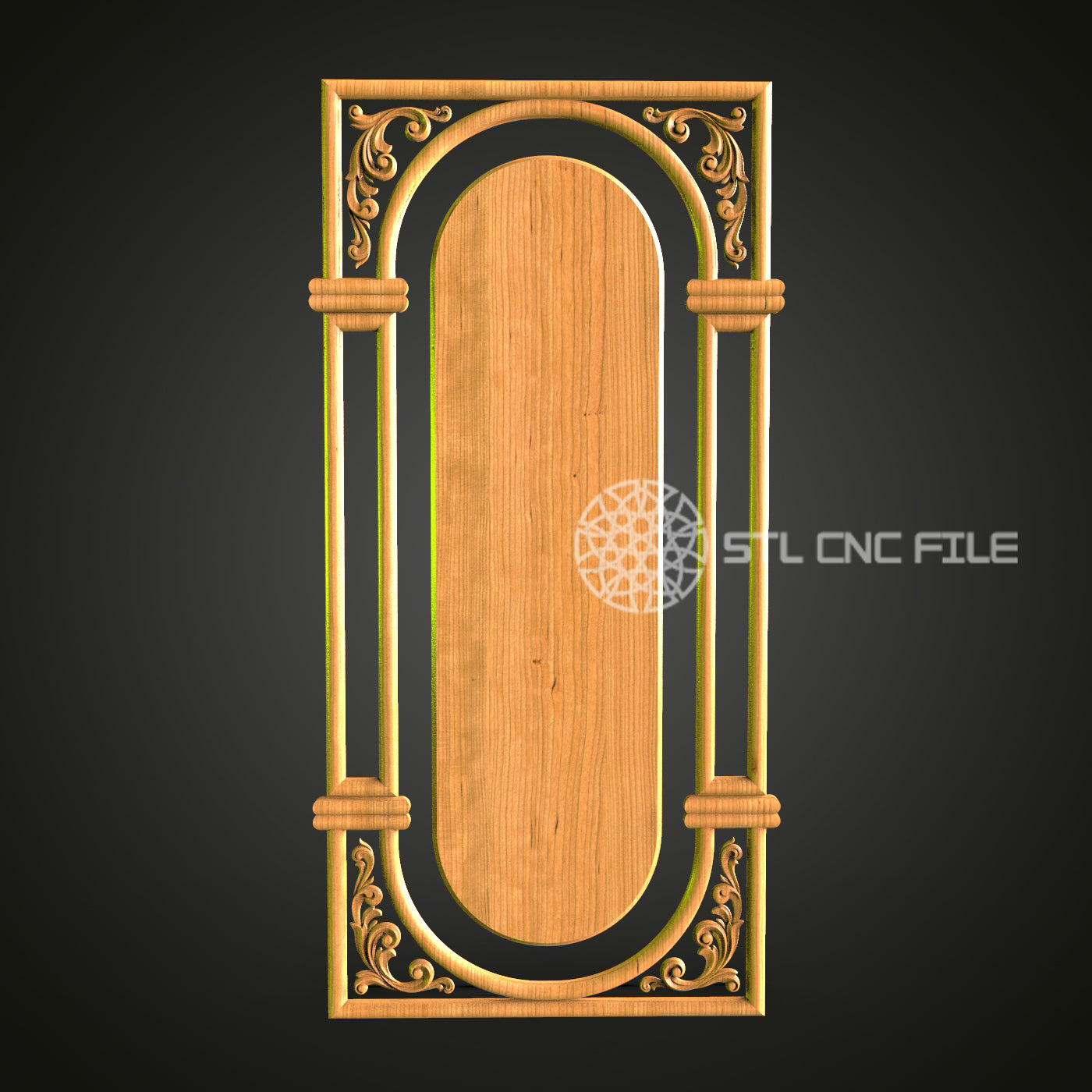 Classic Arch Panel STL File for CNC Router and 3D Printer - Elegant Wood Carving Design for Home Decor and Architectural Details