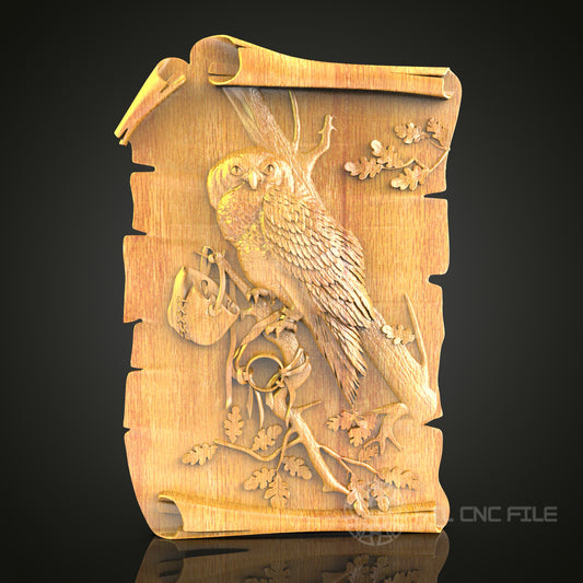 Wise Owl in Forest 3D Relief Model for CNC – Nature-Inspired Wood Carving, Art File