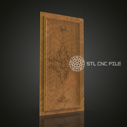 Ornate 3D Carved Floral Door Panel STL File for CNC and 3D Printing - Decorative Relief Art, Home Decor, Digital Download