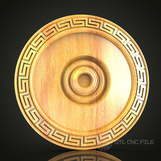Greek Key Pattern CNC Router STL Model - Classic Circular Wood Carving