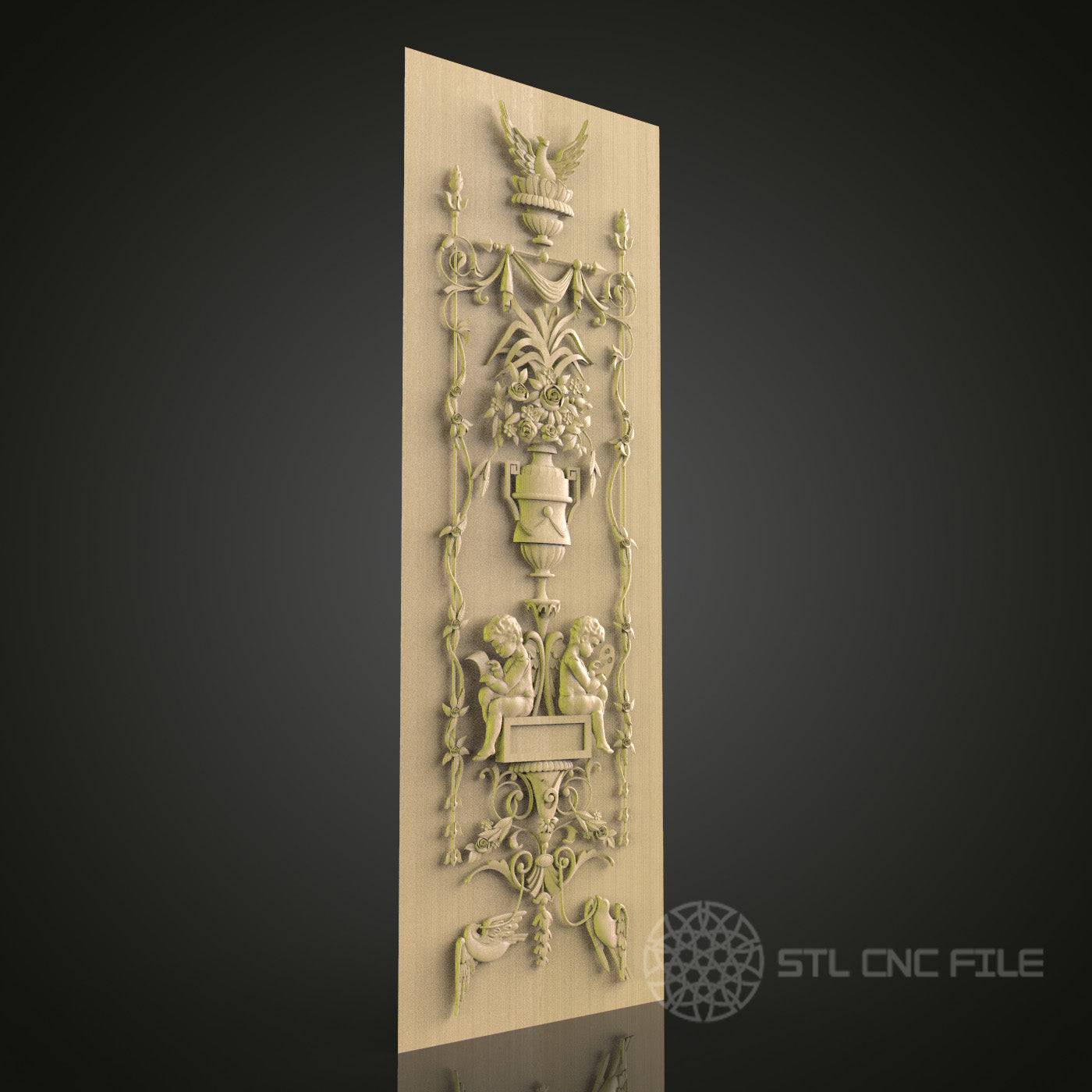 Elegant CNC Engraved Ornamental Wood Panel - STL Model for 3D Printer & CNC Router