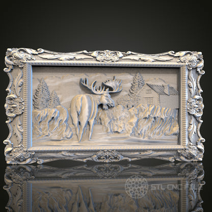 Forest Maiden Relief STL Model for CNC Router Engraver, Artcam, Aspire, WRustic Moose Relief STL Model for CNC Router Engraver, Artcam, Aspire, Wood Wall Decor, 3D Printerood Wall Decor, 3D Printer (Copie)