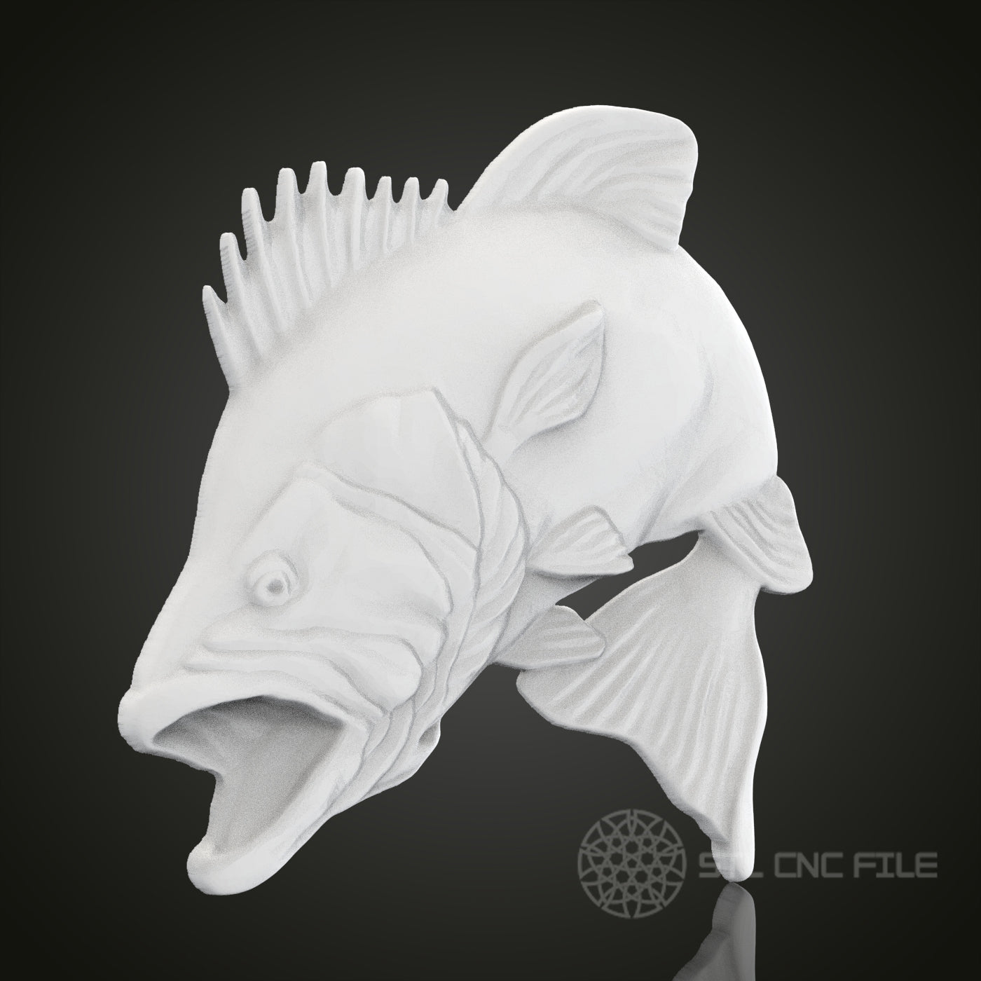 Realistic Fish STL Model for CNC Router Engraver  Artcam & Aspire Compatible  3D Printer Ready  Wood Art Wall Decor