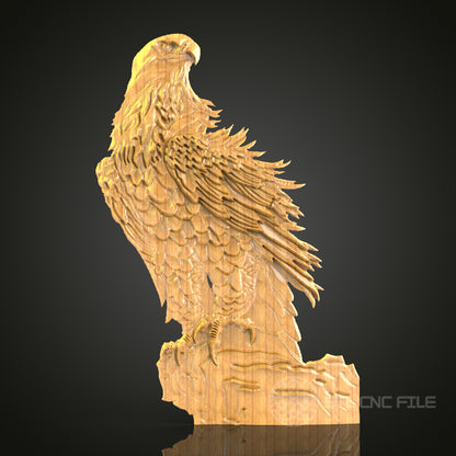 Majestic Eagle 3D STL Model for CNC Carving - Bird Art, Wood Engraving, CNC Files, Wall Decor, Wildlife Sculpture