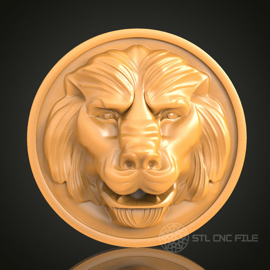 Lion Head 3D STL Model, CNC Router Engraver Artcam Aspire, Wood Art Wall Decor, 3D Printer Ready, PDF with STL Link