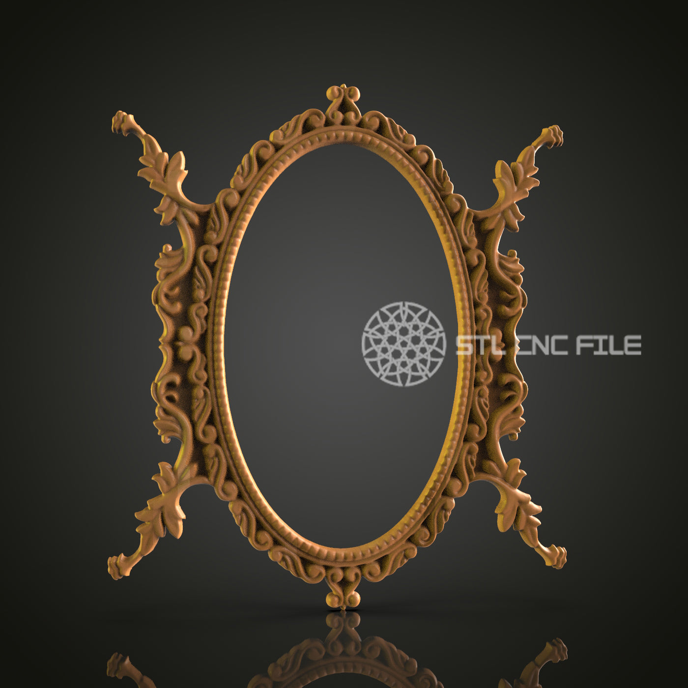 Elegant Oval 3D Frame STL Model for CNC Router Engraver - Artcam, Aspire, CNC Files, Wall Decor, 3D Printer