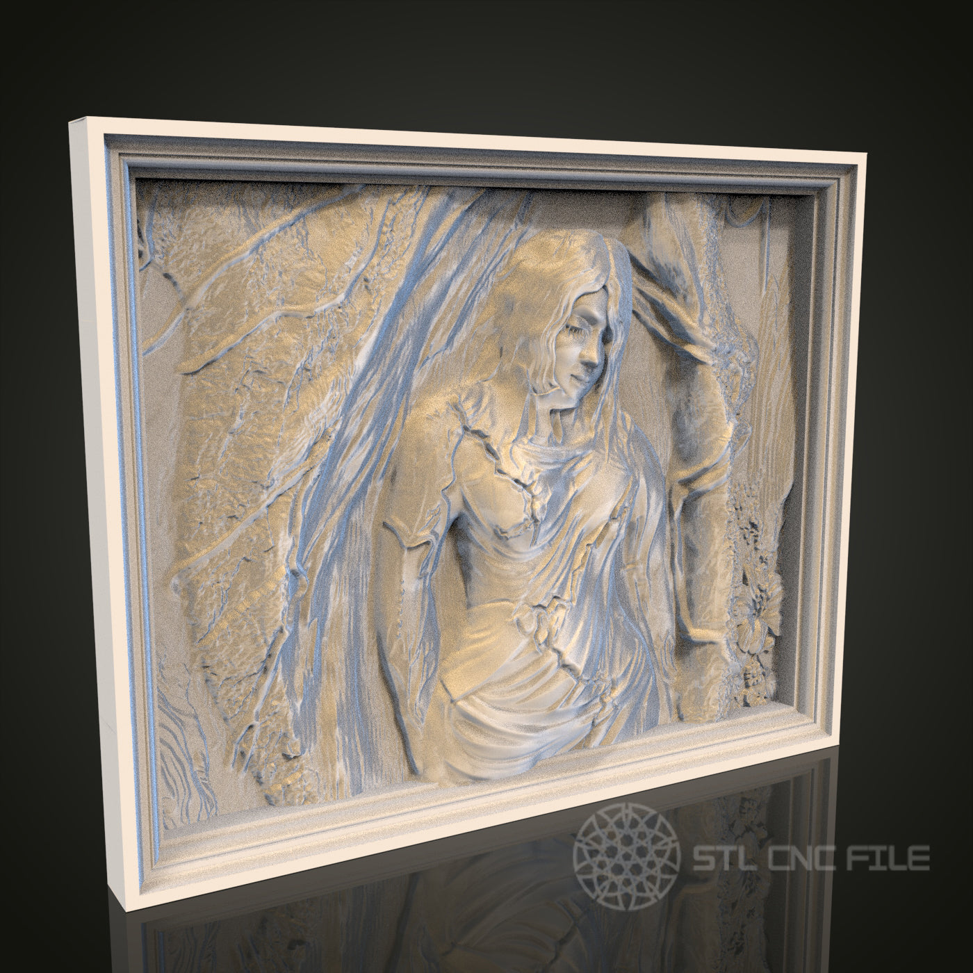 Forest Maiden Relief STL Model for CNC Router Engraver, Artcam, Aspire, Wood Wall Decor, 3D Printer