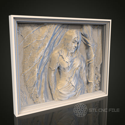 Forest Maiden Relief STL Model for CNC Router Engraver, Artcam, Aspire, Wood Wall Decor, 3D Printer