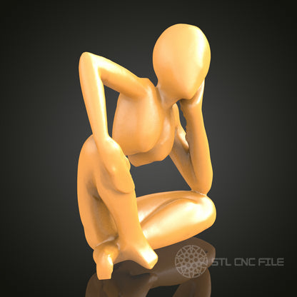 Abstract Thinker Figure STL Model for CNC Router Engraver, Artcam, Aspire, 3D Printer, Wall Decor