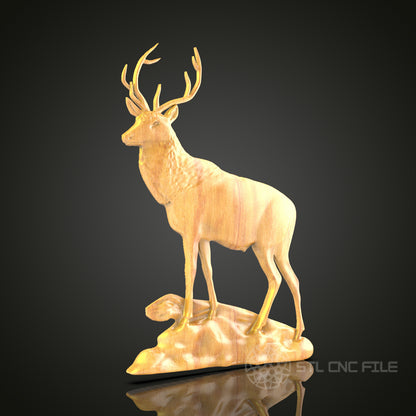 Standing Elk STL File for CNC, Serene Wildlife Wood Carving, Elegant Animal Art, Router Engraving, Nature Decor