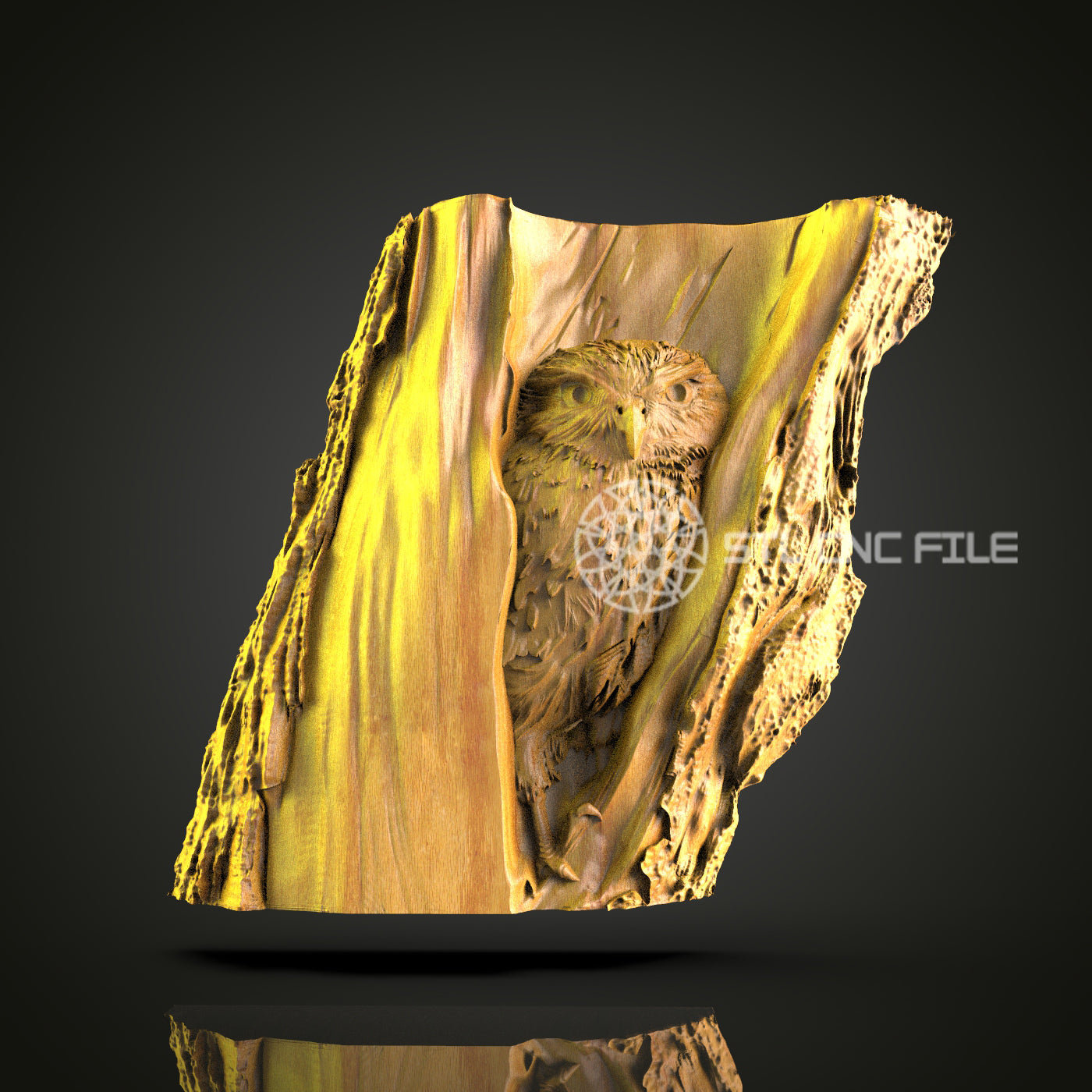 Mystical Owl in Tree 3D Model for CNC Router - Artcam, Aspire, STL Files