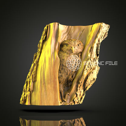 Mystical Owl in Tree 3D Model for CNC Router - Artcam, Aspire, STL Files