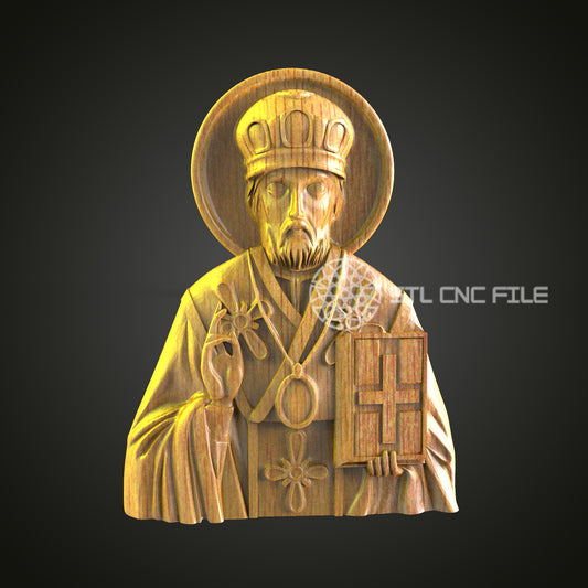 Sacred Saint STL File for CNC Engraving - Religious Icon Wood Carving Digital Model