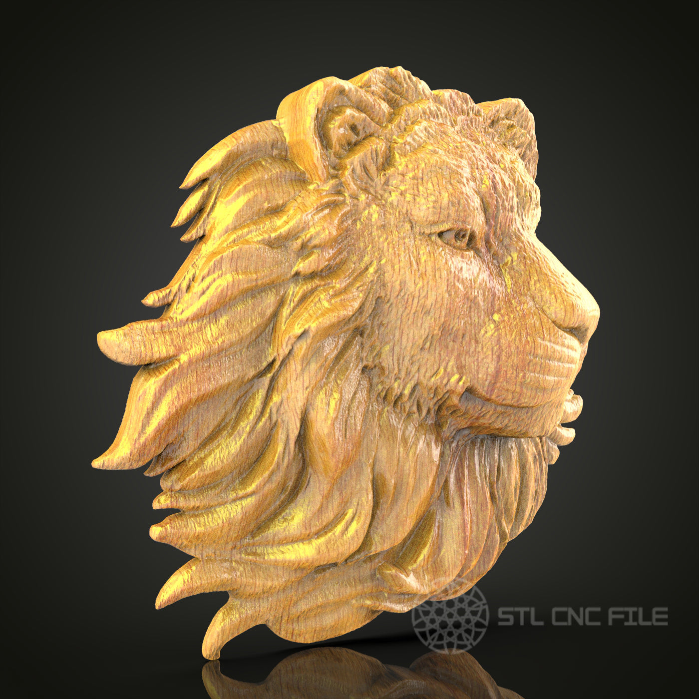 Majestic Lion Head STL File for CNC, 3D Wood Carving, King of the Jungle Art, Router Engraving, Wildlife Decor