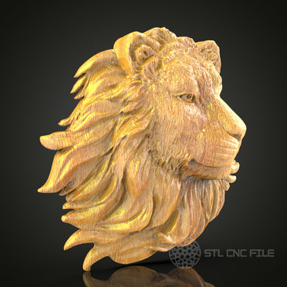 Majestic Lion Head STL File for CNC, 3D Wood Carving, King of the Jungle Art, Router Engraving, Wildlife Decor