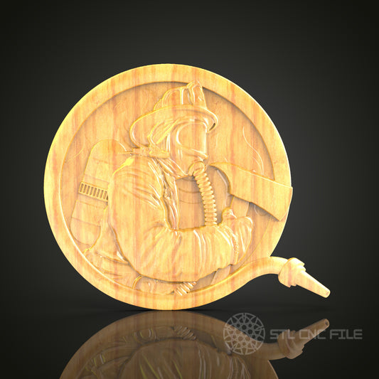 Heroic Firefighter Wall Art - 3D STL File for CNC Wood Carving