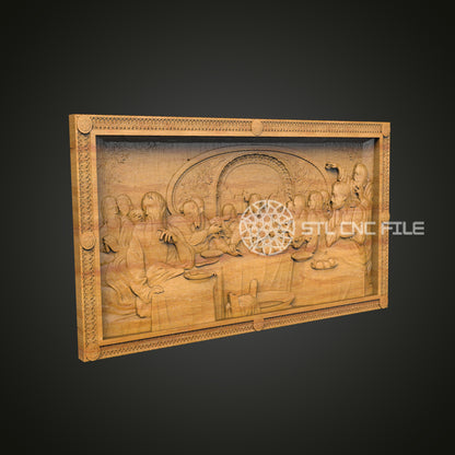 Last Supper CNC Router Engraved Wood Panel - Religious Wall Art for Spiritual and Home Decor