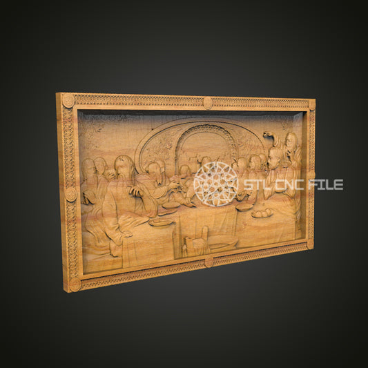 Last Supper CNC Router Engraved Wood Panel - Religious Wall Art for Spiritual and Home Decor