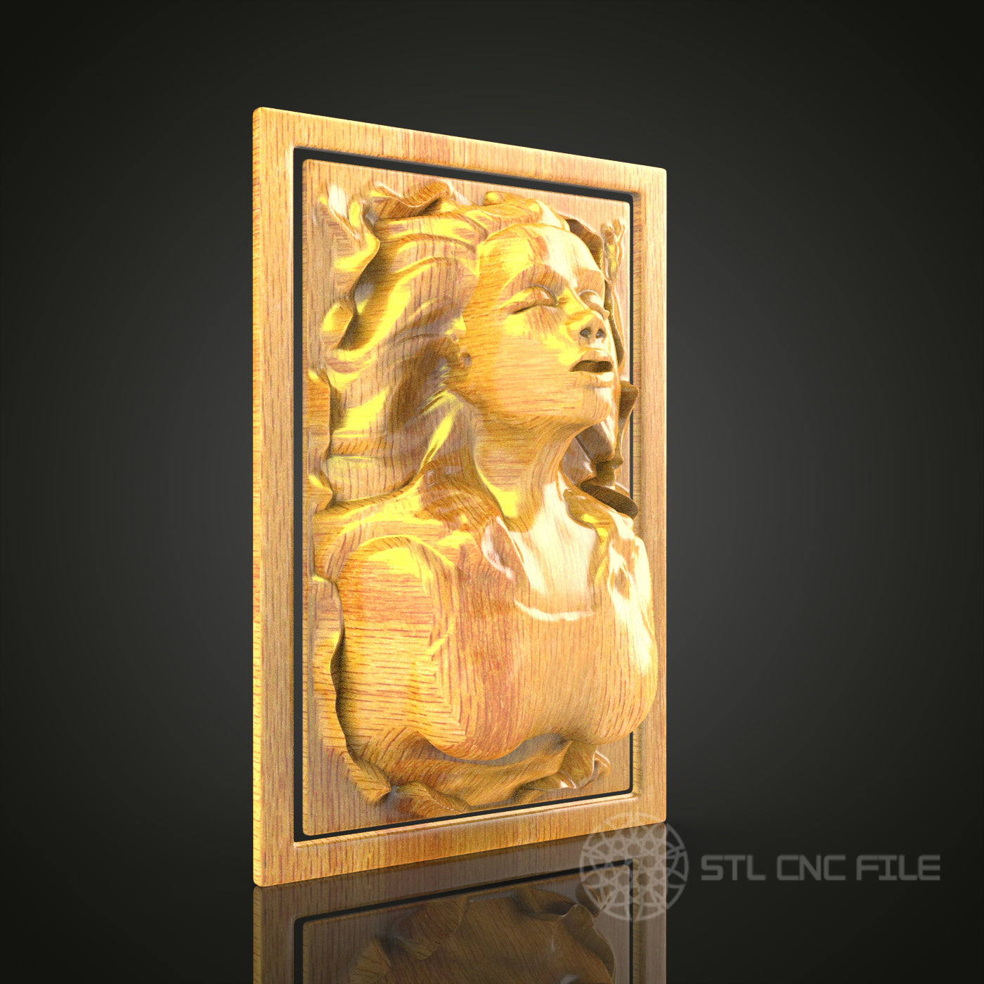 Elegant Female Portrait Wall Art - 3D STL File for CNC Wood Carving