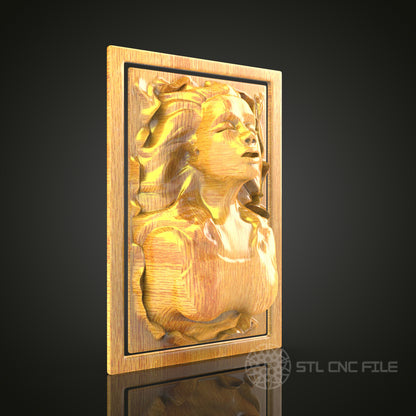 Elegant Female Portrait Wall Art - 3D STL File for CNC Wood Carving
