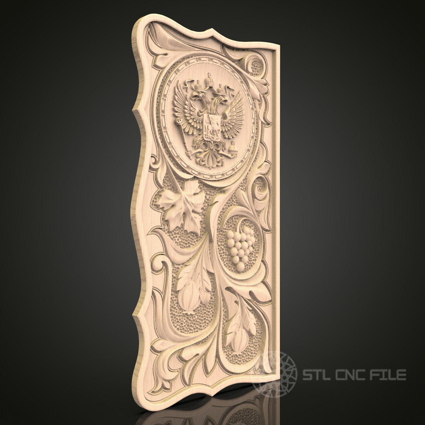 Heraldic Eagle Crest STL File for CNC - Noble Family Emblem 3D Wood Carving Design