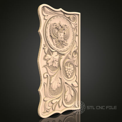 Heraldic Eagle Crest STL File for CNC - Noble Family Emblem 3D Wood Carving Design