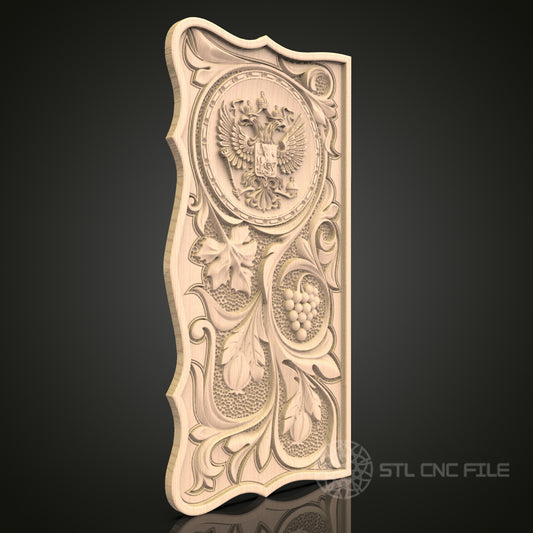 Heraldic Eagle Crest STL File for CNC - Noble Family Emblem 3D Wood Carving Design