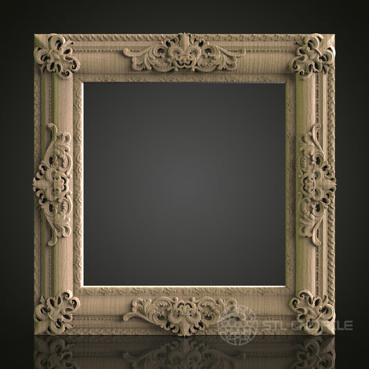 Victorian-Style Square Frame for CNC and 3D Printing - STL File
