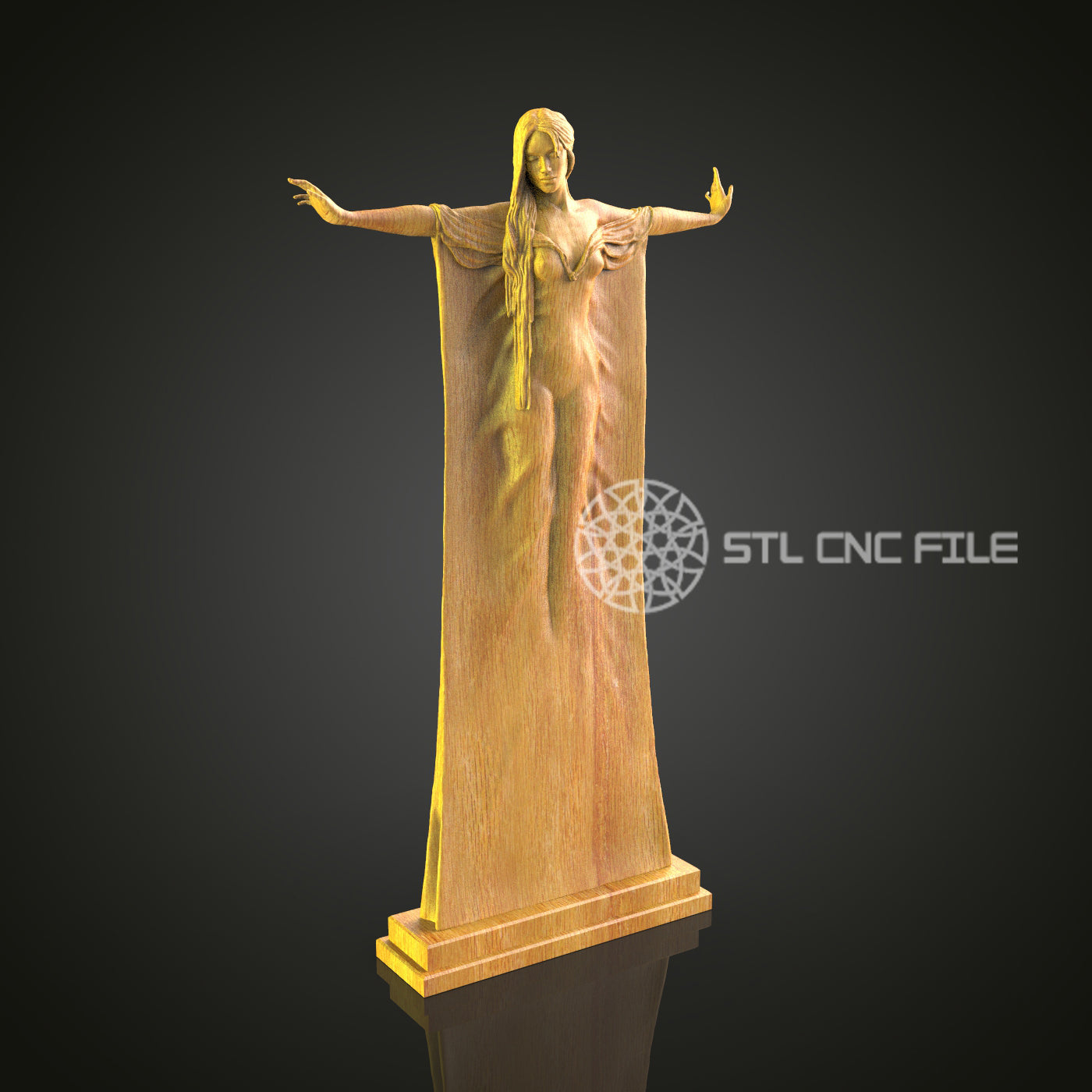 Elegant Classical Female Figure CNC Router Engraved Sculpture - Timeless Wood Art for Home or Office Decor